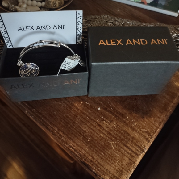 Alex and Ani Silver Bracelet with Blue Charm - Picture 2 of 2